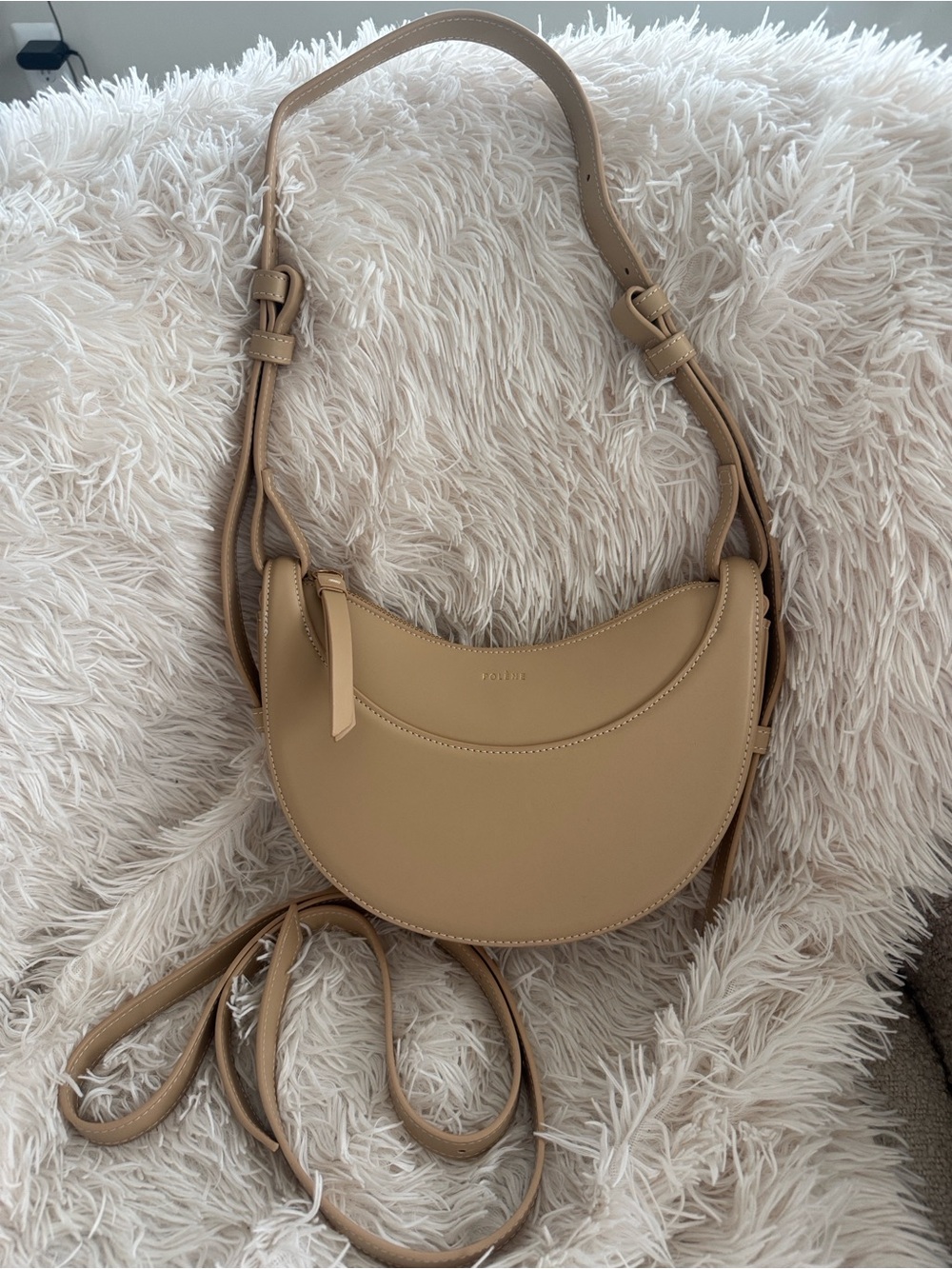 NWOT Authentic Polène Número Dix Beige Crescent Shoulder Bag